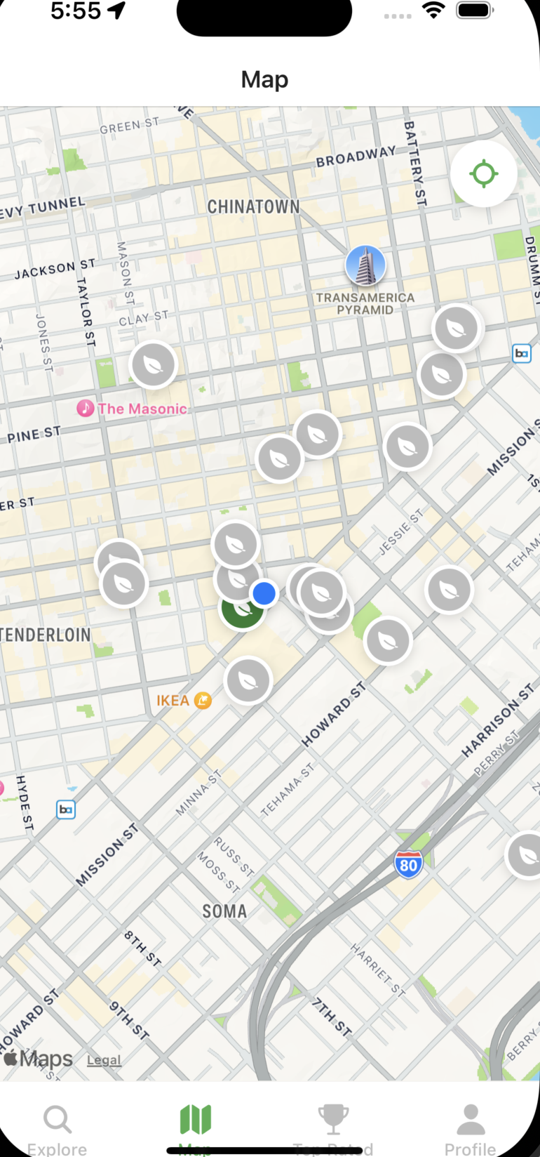 GreenBite Explore Screen - Restaurant List